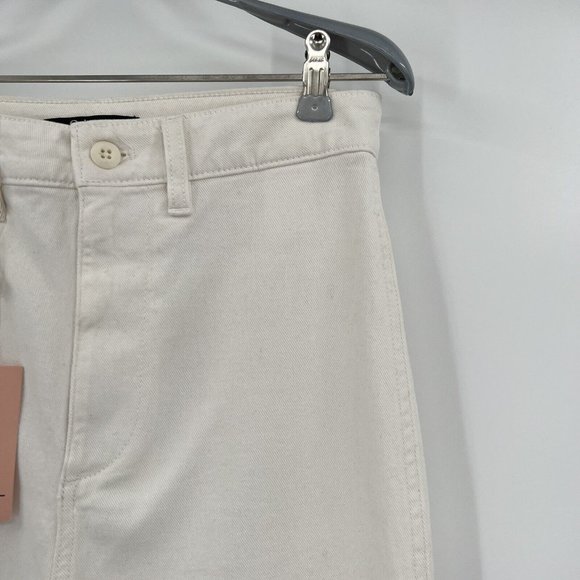 Quince Women's Stretch Cotton Twill Wide-Leg Crop Pants sz 32 Ivory/White NWT - Picture 3 of 6